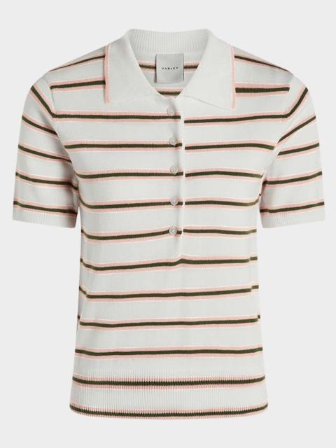 VARLEY Faustine Striped Fine-Knit Polo