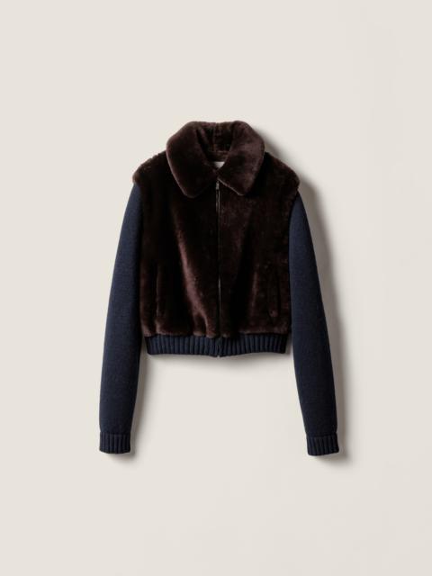 Miu Miu Shearling and knit blouson jacket
