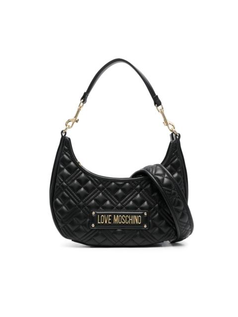 logo-plaque quilted shoulder bag