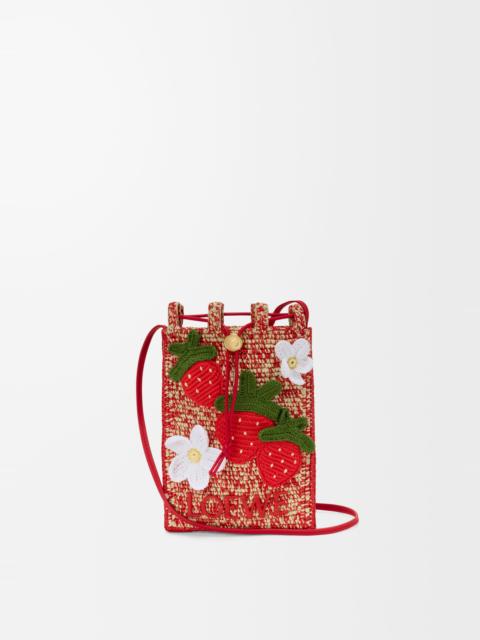 Loewe Strawberry drawstring pocket in classic calfskin and raffia