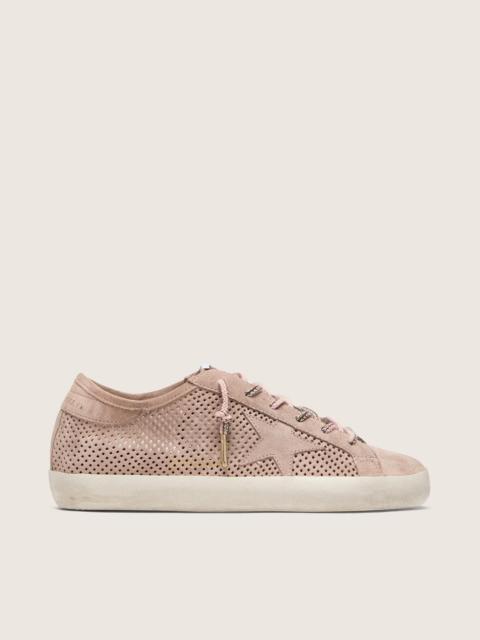 Golden Goose Women’s Super-Star LTD in powder-pink perforated suede with tone-on-tone star