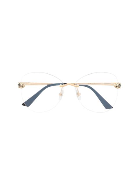 rimless butterfly-frame glasses