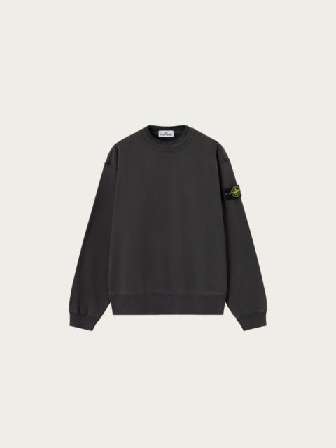 Stone Island Brushed Organic Cotton Fleece Crewneck Sweatshirt - Black