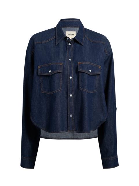 KHAITE Grenon Boxy Chambray Shirt dark wash