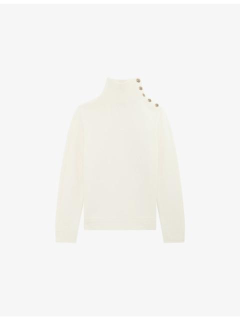 The Kooples Button-Neck Long-Sleeve Wool Jumper