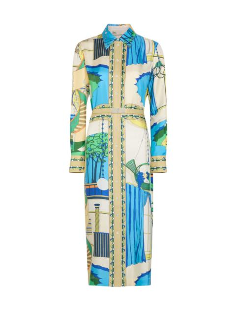 TORY BURCH Tory Burch Printed Silk Midi Shirt Dress