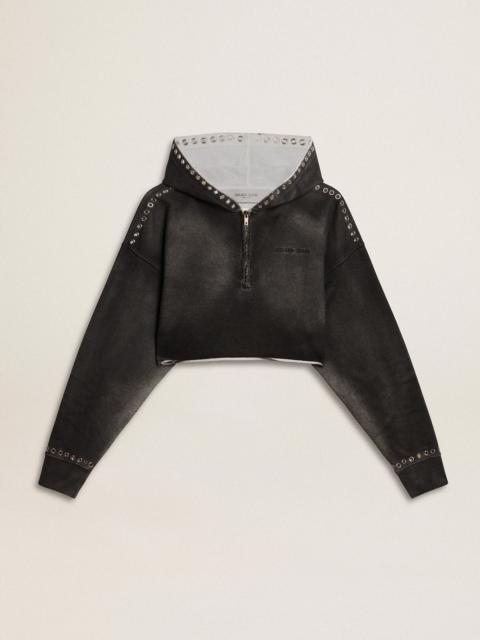 Golden Goose Gray cropped sweatshirt with a lived-in effect
