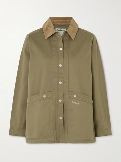 Barbour Sonnie corduroy-trimmed cotton-canvas jacket Army green