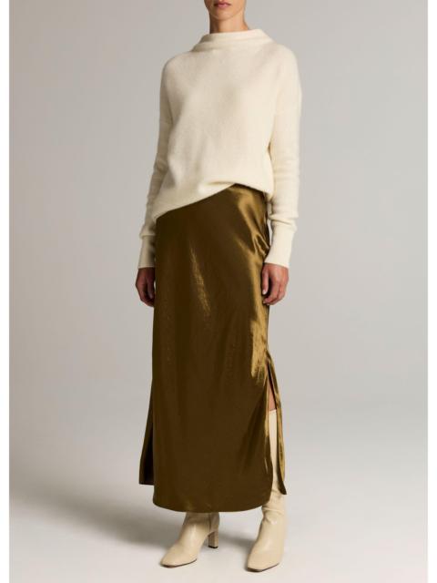 Vince Satin Side-Slit Slip Skirt