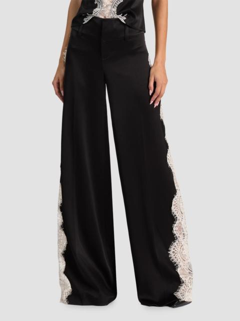 Alice + Olivia Women's Olivia Lace-Godet Wide-Leg Pants - Black Chino