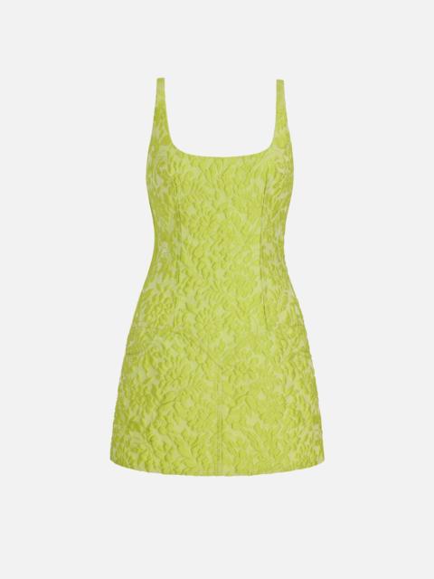 EMILIA WICKSTEAD Eliezer Dress In Lime Green Embossed Cloque