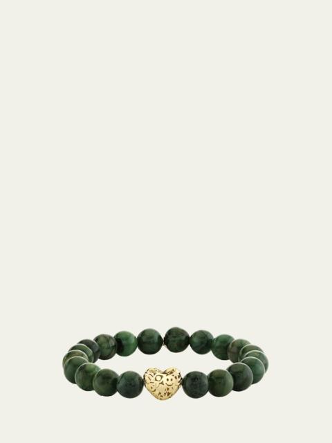 SYDNEY EVAN 14K Puffy Icon Wallpaper Heart on Green Bead Bracelet