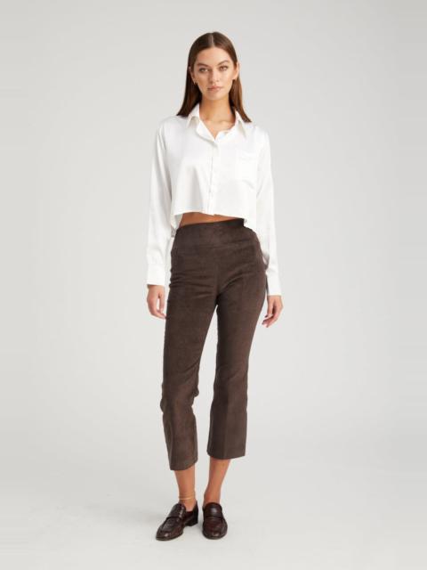 SPRWMN DARK CHOCOLATE CORDUROY CROP FLARE PANTS