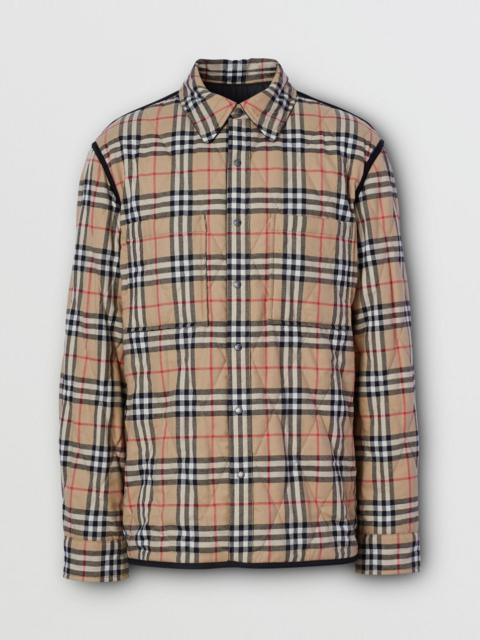 Reversible Quilted Vintage Check Cotton Overshirt
