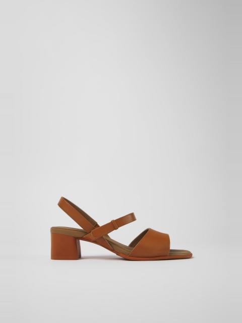CAMPER Katie Brown Leather Sandals for Women.