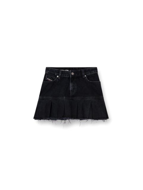 Diesel DENIM SKIRT WITH FRAYED PLEATED HEM
