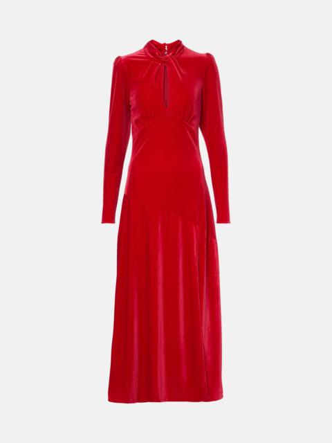 GANNI Velvet jersey midi dress