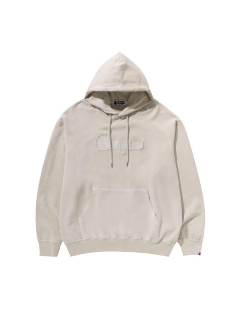 A BATHING APE® BAPE Destroyed Garment Dyed Pullover Hoodie 'Ivory'