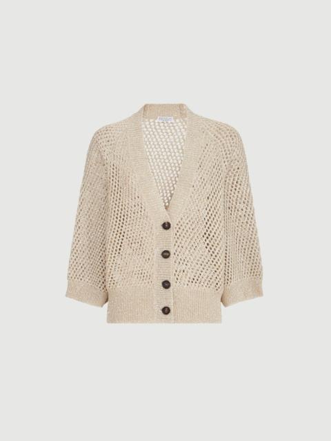 Brunello Cucinelli Dazzling texture net cardigan in hemp