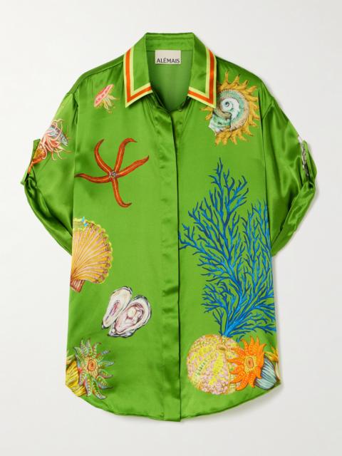 ALÉMAIS + Sam Pauletto Aquatica Printed Silk-satin Shirt