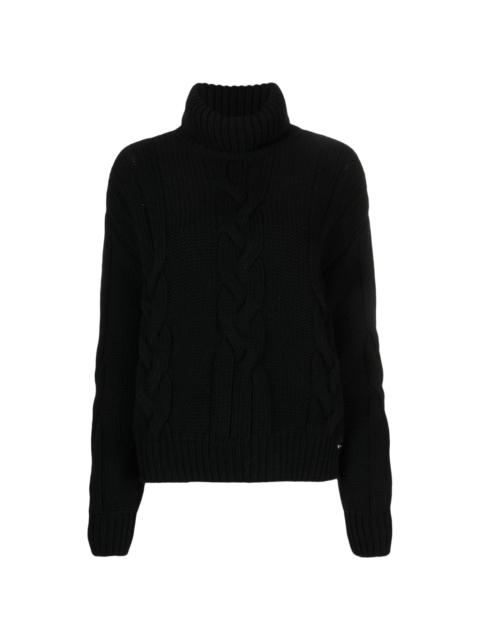 cable-knit long-sleeved jumper