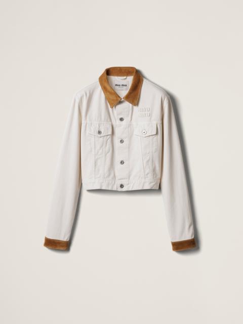 Miu Miu Denim and leather blouson jacket