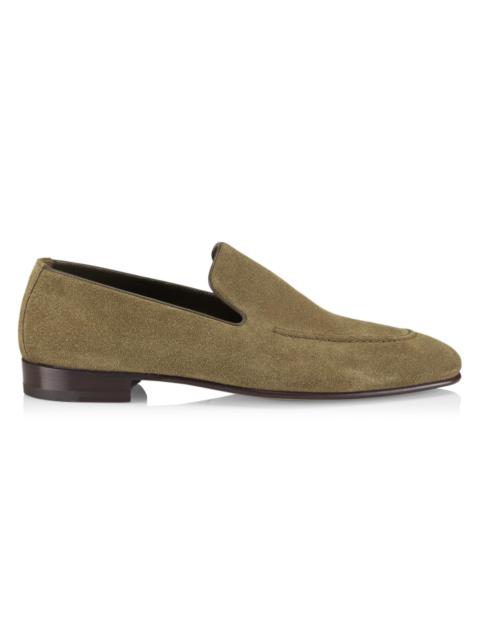 Manolo Blahnik Men's Truro Suede Loafers - Dark Green