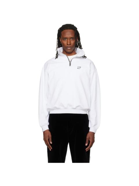 ERNEST W. BAKER SSENSE Exclusive White Heart Half-Zip Sweatshirt