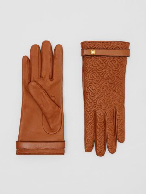 Burberry Cashmere-lined Quilted Monogram Lambskin Gloves
