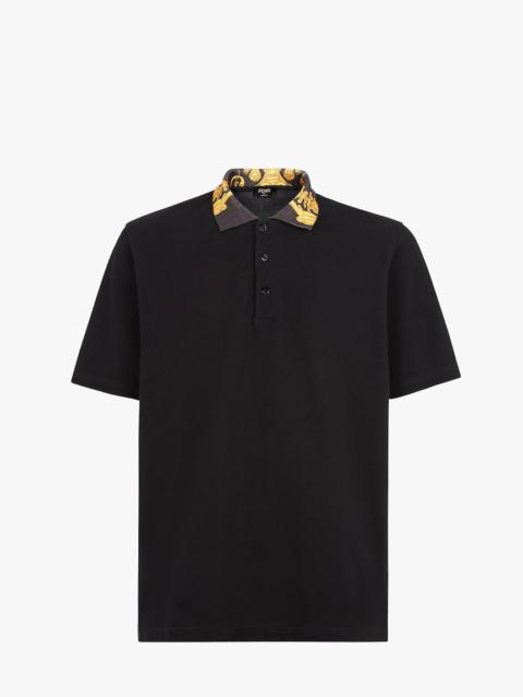 FENDI Fendace black cotton polo shirt