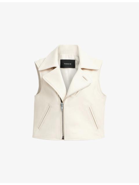 COACH Leather Moto Biker Leather Vest
