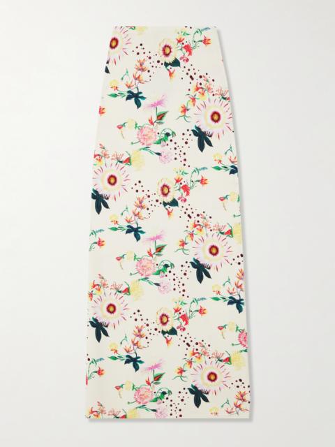 rabanne Floral-print Jersey Midi Skirt