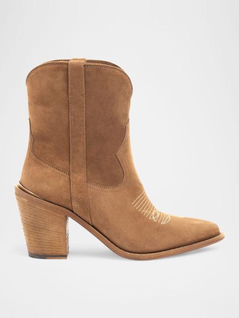PARTLOW Leigh Anne Suede Western Ankle Booties