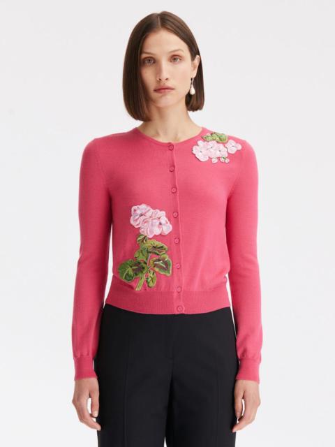 Oscar de la Renta GERANIUM THREADWORK CARDIGAN