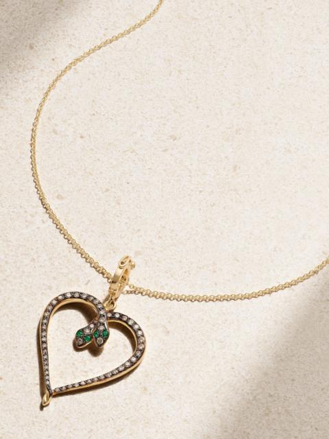 ILEANA MAKRI Miracle Love 18-karat gold, diamond and emerald necklace Gold