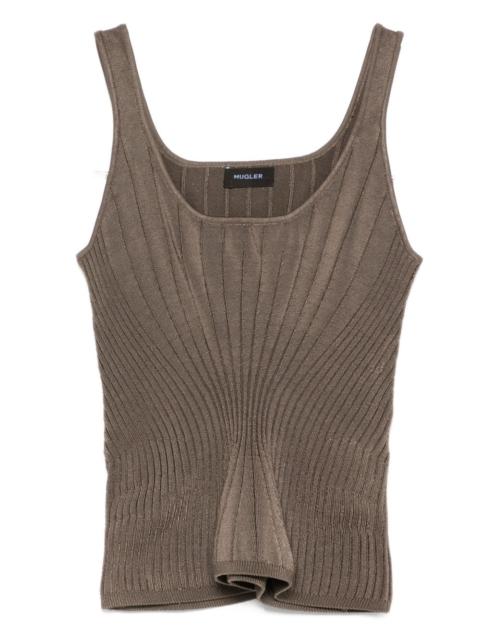MUGLER ribbed square-neck top