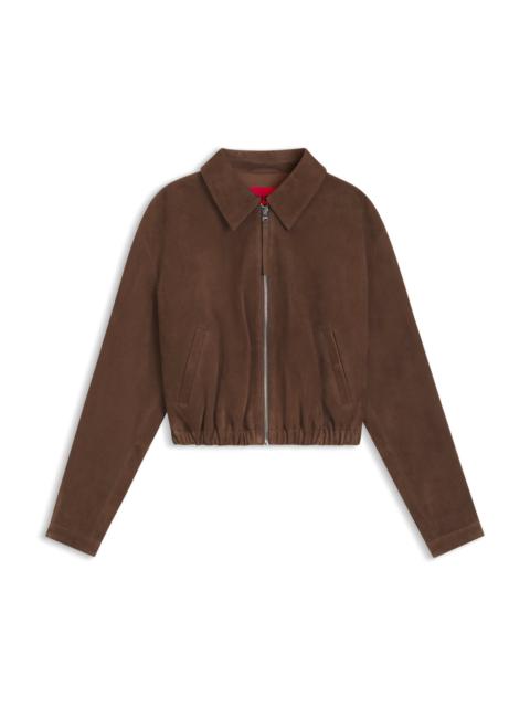 HUGO SUEDE JACKET WITH GATHERED HEM