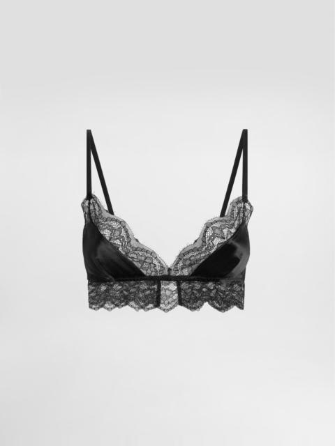 Dolce & Gabbana Soft-cup satin bralette with lace detailing