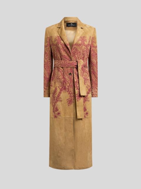 Etro SUEDE COAT WITH PLACED PRINT