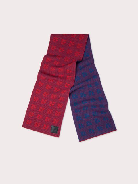 BY FAR Jacquard Grid Scarf Ruby Wool