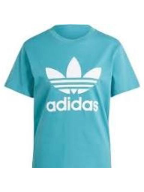 adidas (WMNS) adidas Adicolor Classics Trefoil T-Sihirt Asia Sizing 'Teal White' IL3867