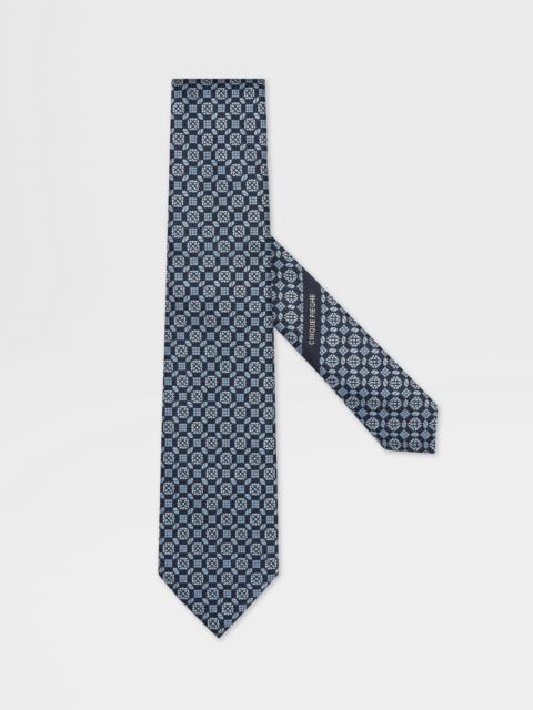 ZEGNA LIGHT BLUE CINQUE PIEGHE SILK TIE