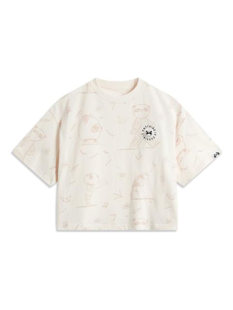 Li-Ning (WMNS) Li-Ning Panda Graphic Oversized T-shirt 'Beige' AHSUC06-1
