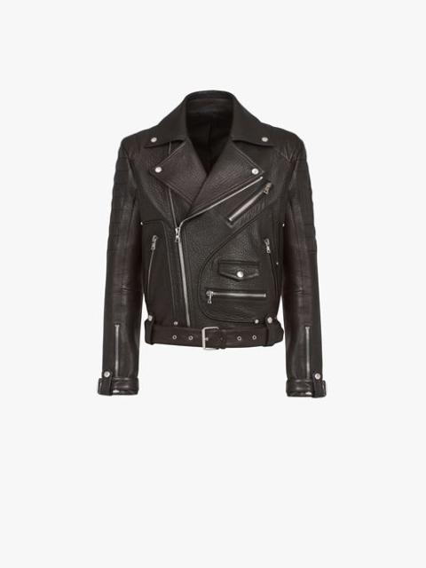 Balmain Black quilted leather biker jacket