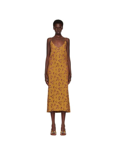 Dries Van Noten Tan Jacquard Midi Dress