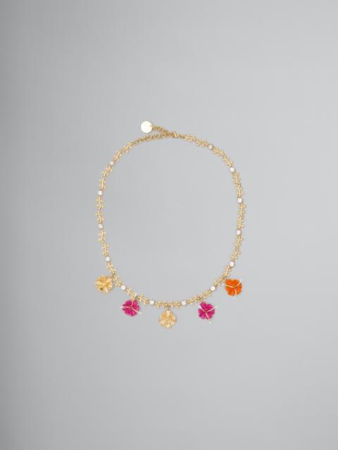 ENAMELLED FLOWER CHARM NECKLACE