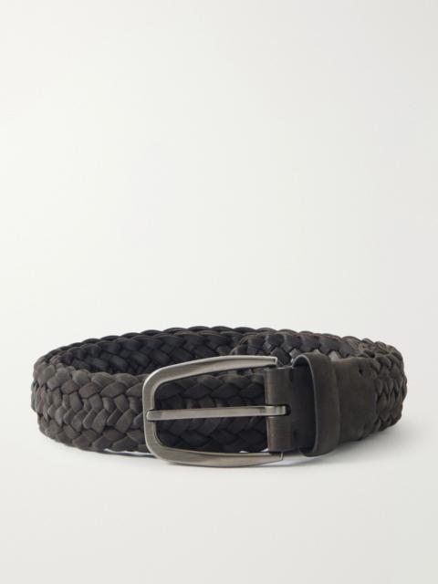 ZEGNA 3.2cm Woven Nubuck Belt Dark brown
