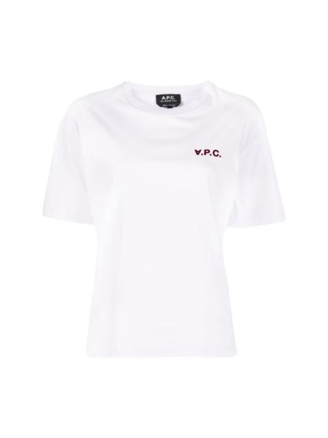 Ava logo-flocked cotton T-shirt