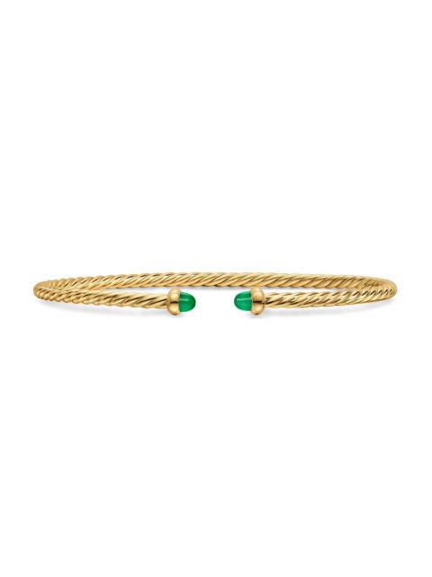 DAVID YURMAN Women's Micro Cablespira Flex Bracelet in 18K Yellow Gold - Emerald