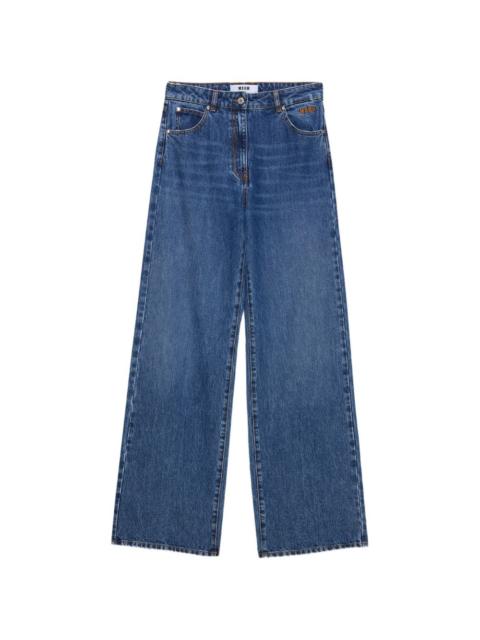 MSGM buttoned wide-leg jeans